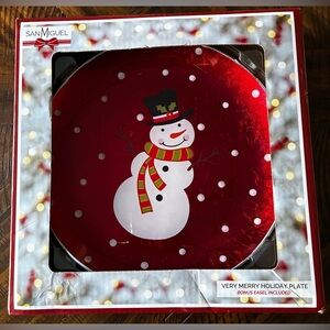 Very Merry Holiday Plate with Snowman